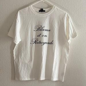 White Graphic T-Shirt with Retrograde Print